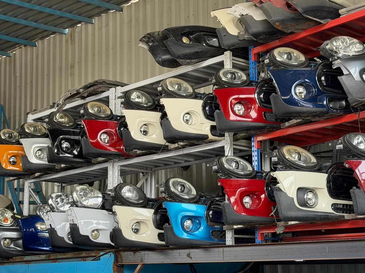 Racked MINI front bumper assemblies